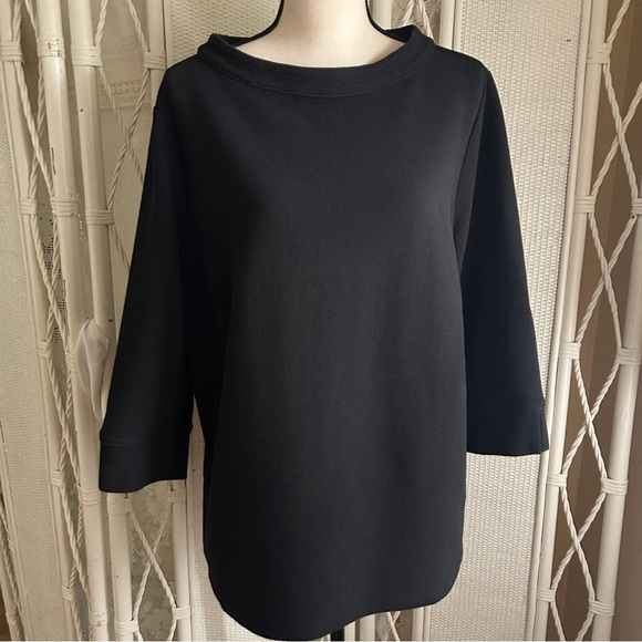Talbots Top Black Ottoman Knit Funnel Neck Three Quarter Sleeve size 2X Petite - Picture 13 of 16